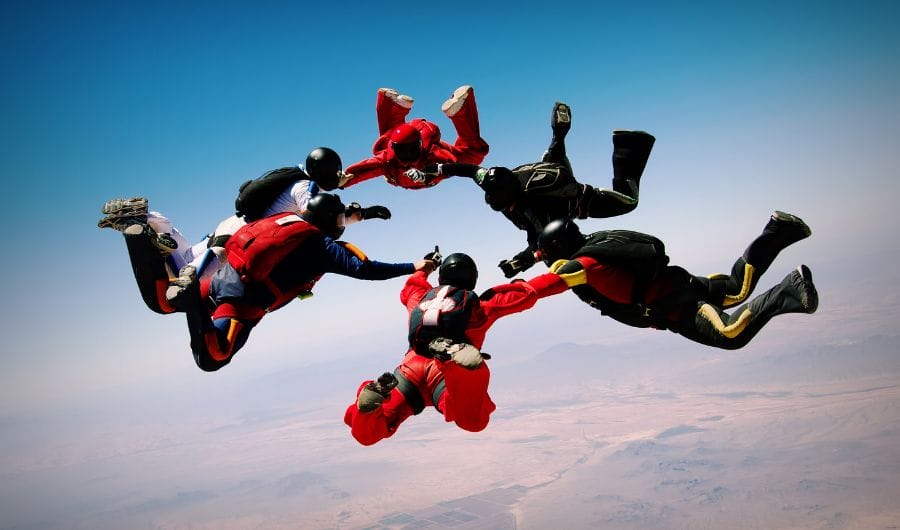 People doing skydiving