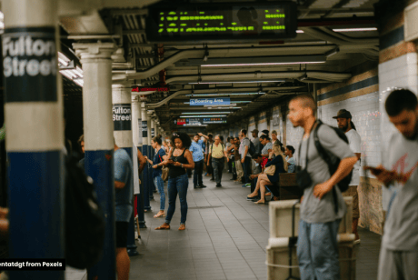 People waiting at a subway station
